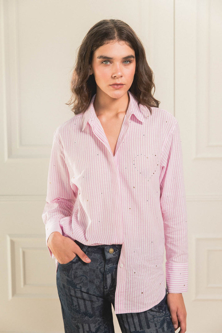 Camisa Shiny Heart Hot Pink