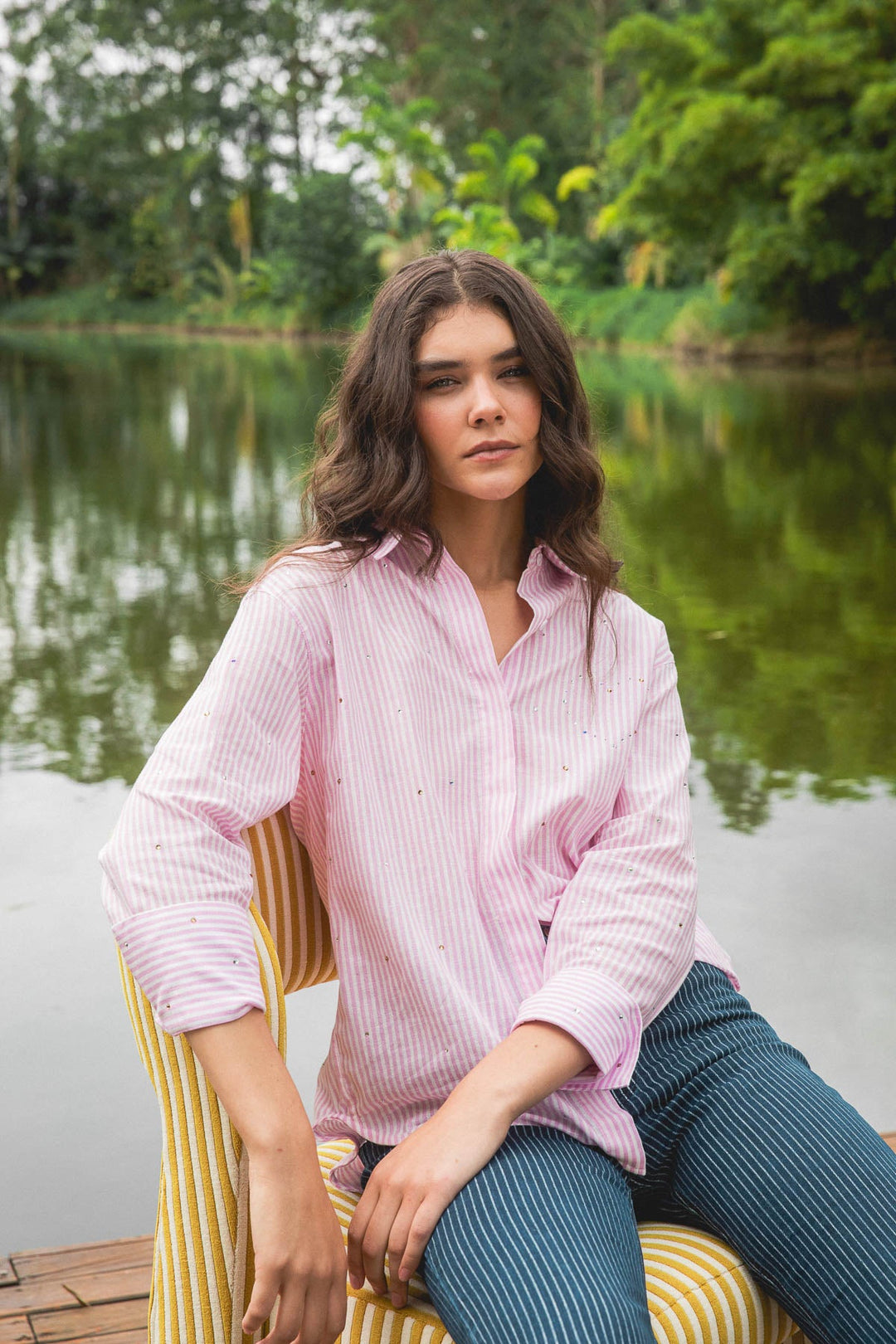 Camisa Shiny Heart Hot Pink