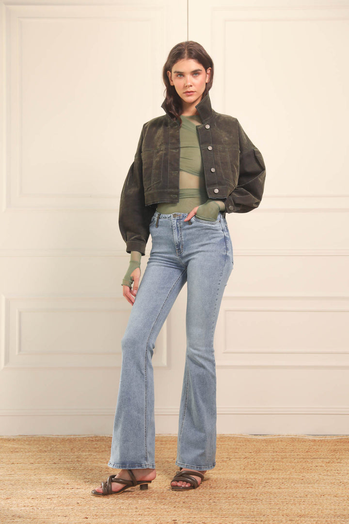 Jean Leia Velvet Military